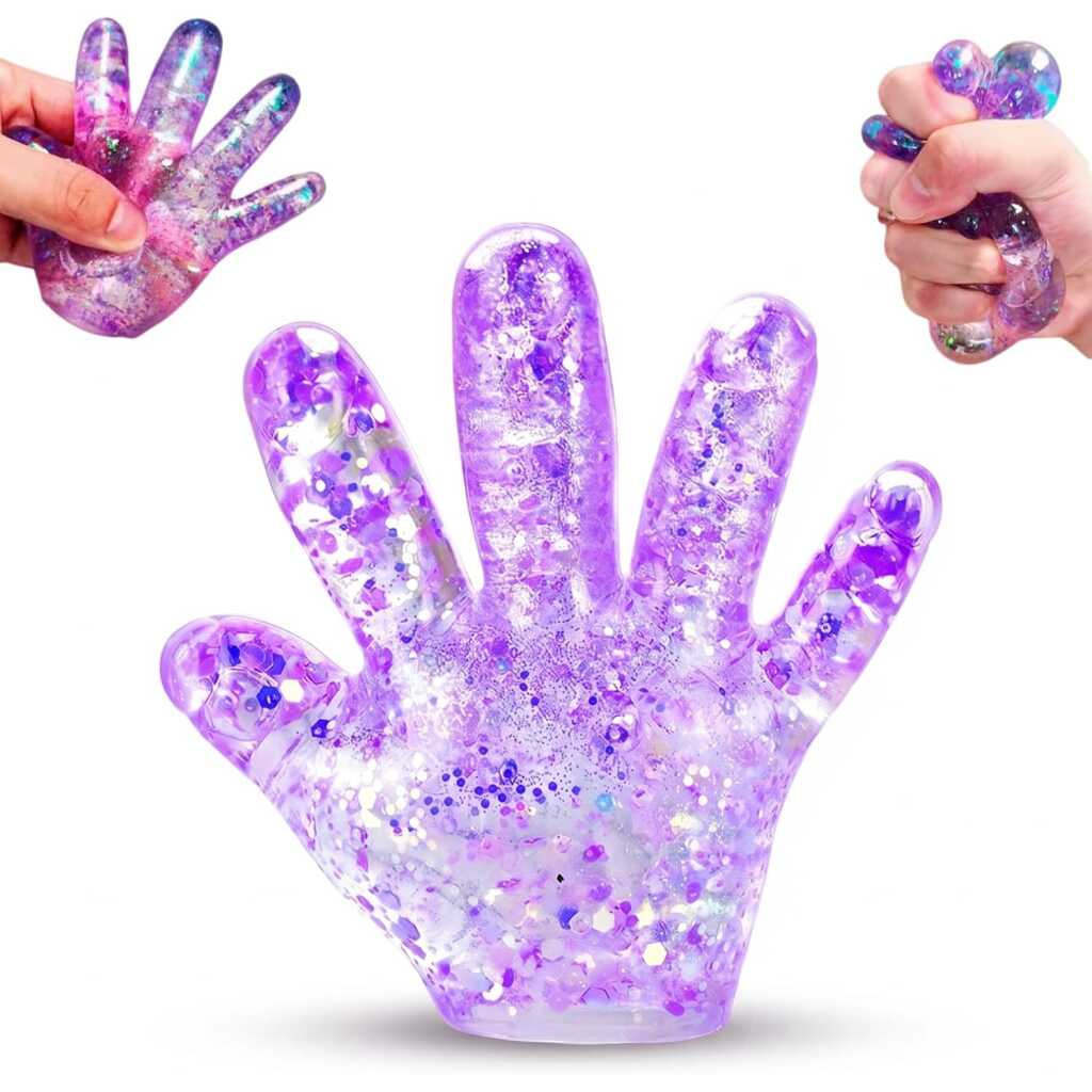 Palma-Mana Antistres Squishy cu Sclipici colorat senzoriala pentru copii si adulti 10cm