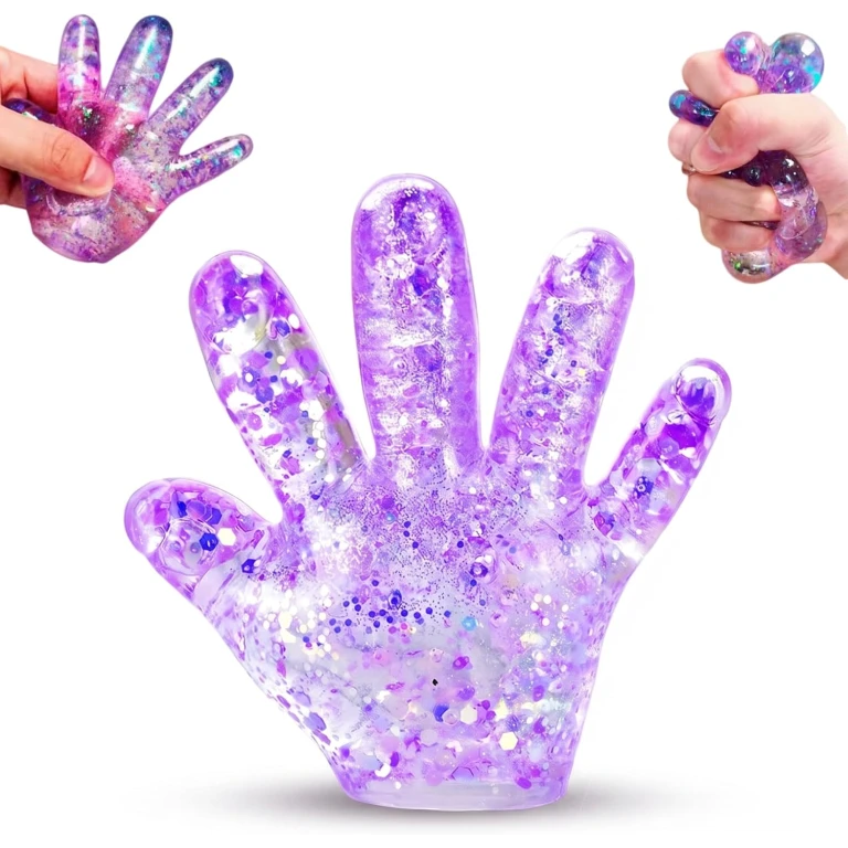 Palma-Mana Antistres Squishy cu Sclipici colorat senzoriala pentru copii si adulti 10cm