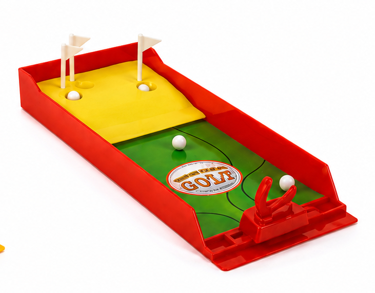 Mini Joc de Golf pentru Degete Tip Fingerboard Pista cu Lansator Gauri Steaguri si 3 Mingi Mini Joc de Golf pentru Degete Tip Fingerboard Pista cu Lansator Gauri Steaguri si 3 Mingi
