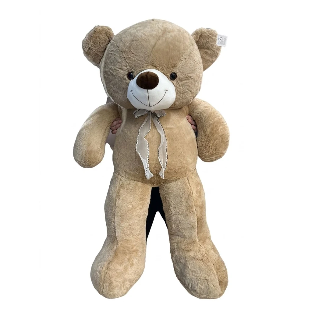 Urs de plus urias Pufos bej maro 110 cm cu funda eleganta