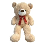 Urs de plus urias maro cu funda rosie 110 cm cu funda eleganta