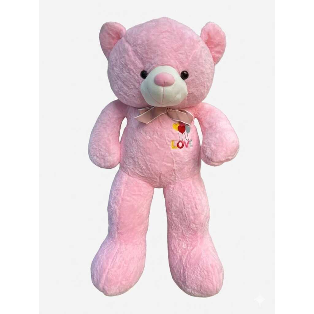 Urs de plus urias roz 110 cm model Love cu baloane si funda