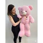 Urs de plus urias roz 110 cm model Love cu baloane si funda
