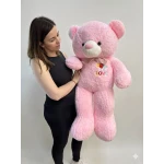 Urs de plus urias roz 110 cm model Love cu baloane si funda