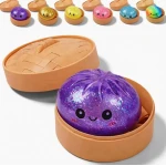 Jucarie antistres Squishy Dumpling cu sclipici si recipient 6cm