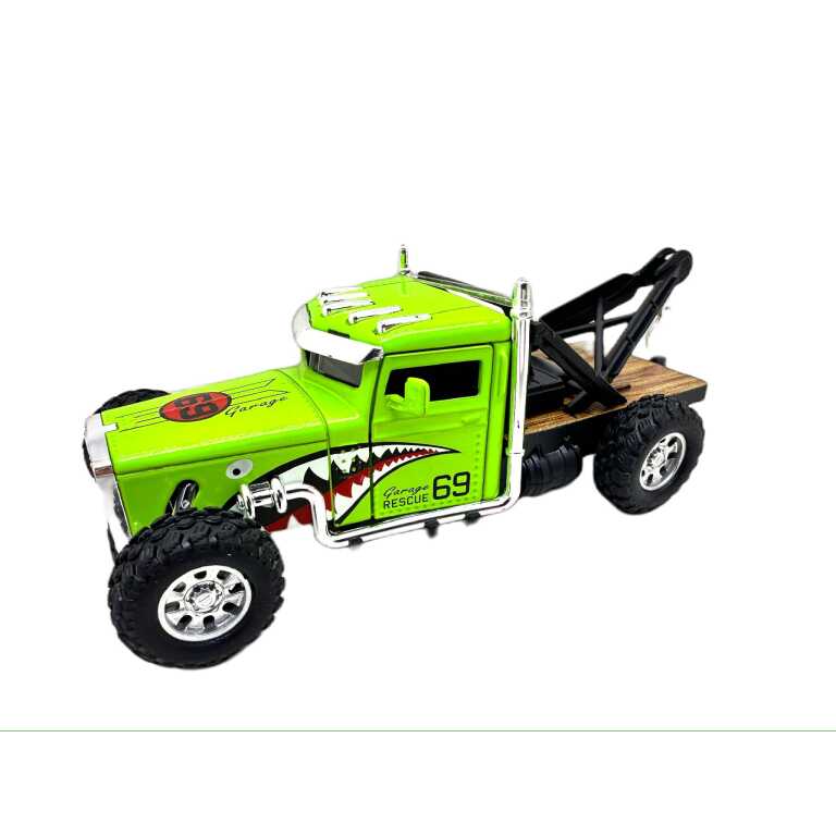 Macheta Hot Rod Tow Truck 1:32 replica metal verde tip platforma rescue
