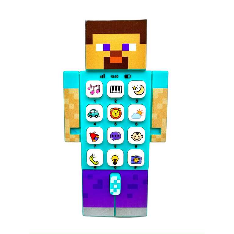 Telefon minecraft de Jucarie Pixel Hero albastru cu sunete si lumini