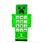 Telefon minecraft de Jucarie Creeper Pixel Verde cu sunete si lumini