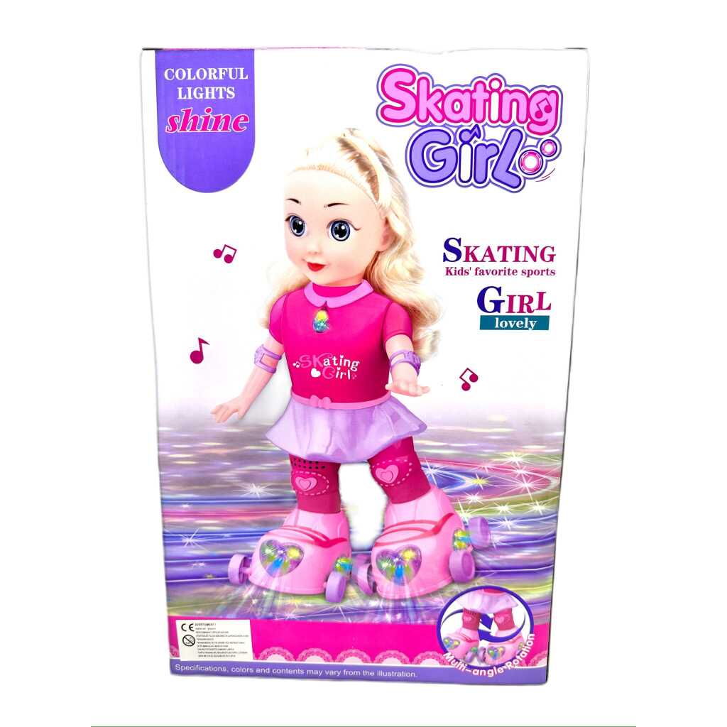Papusa interactiva Skating Girl cu role muzica si lumini 28 cm