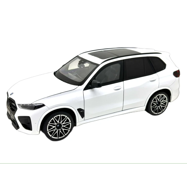 Macheta BMW X5 M Competition LCI 1:18 replica metal alba vireaza rotile deschide toate usile si capotele