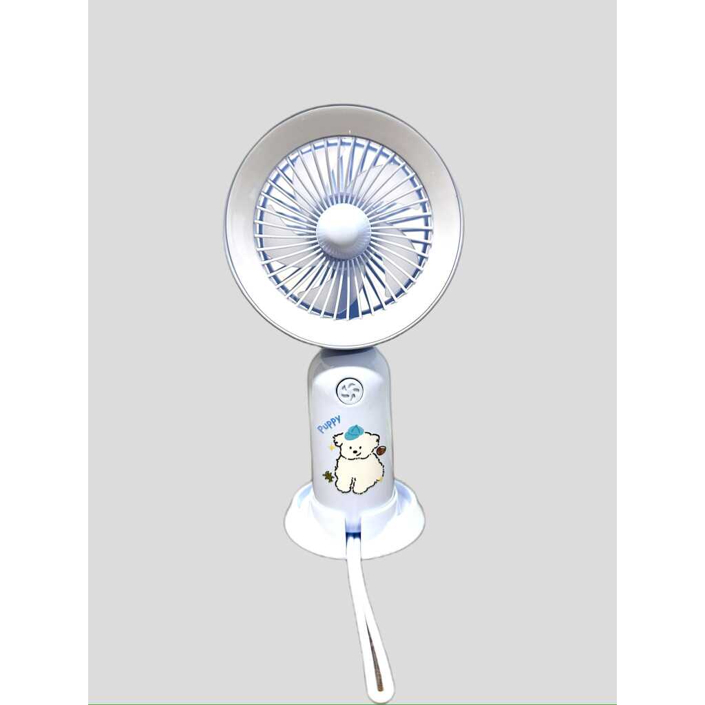 Ventilator Portabil Mini cu LED si USB reincarcabil model Puppy albastru