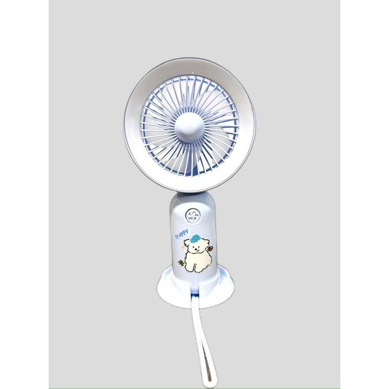 Ventilator Portabil Mini cu LED si USB reincarcabil model Puppy albastru