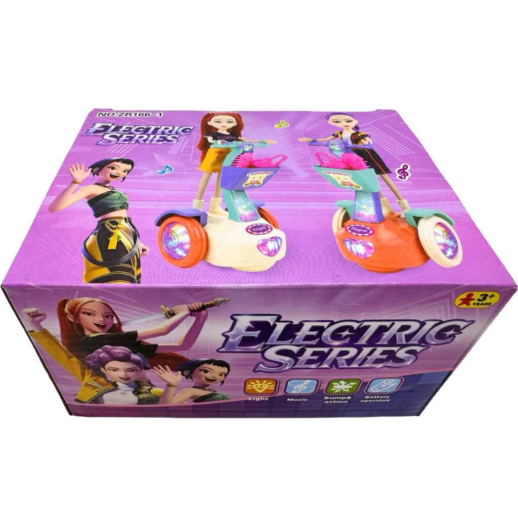 Papusa Fashion pe Scooter Electric cu lumini muzica si miscare automata