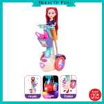Papusa Fashion pe Scooter Electric cu lumini muzica si miscare automata - imagine 2