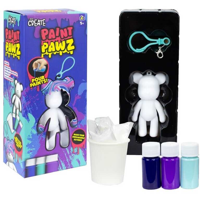 Set Creativ Kiwi Create Paint Pawz Figurina Plus Ursulet de Pictat cu Agatatoare 8 cm