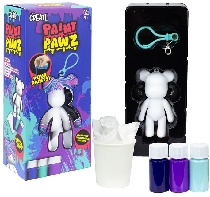 kiwi-create-paint-pawz-bear-plus-bagclip-8cm-in-box-75x18cm (1) Set Creativ Kiwi Create Paint Pawz Figurina Plus Ursulet de Pictat cu Agatatoare 8 cm