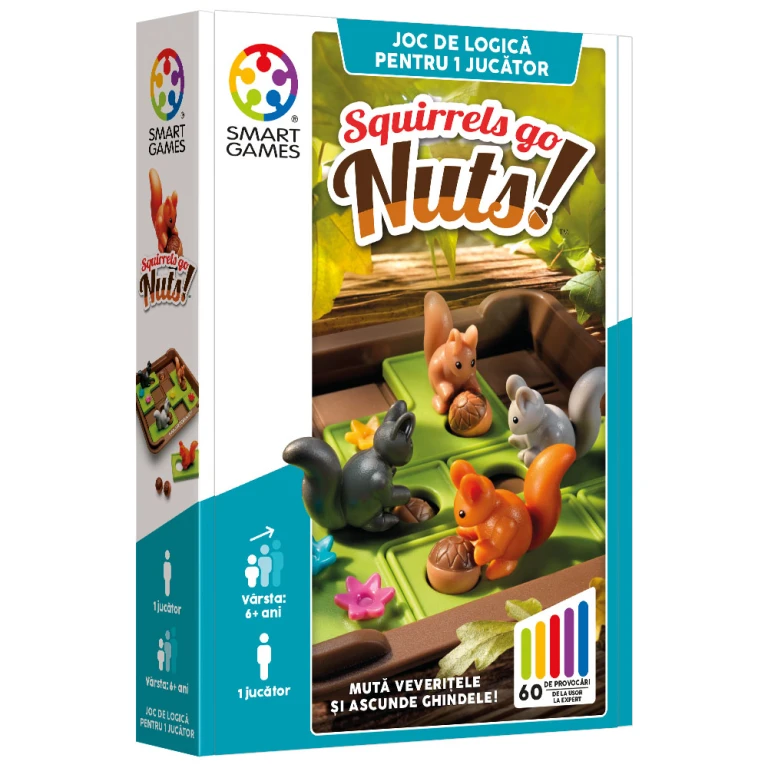 Smart Games Squirrels Go Nuts! joc de logica cu 80 de provocari 6+ ani, editie lb. Romana