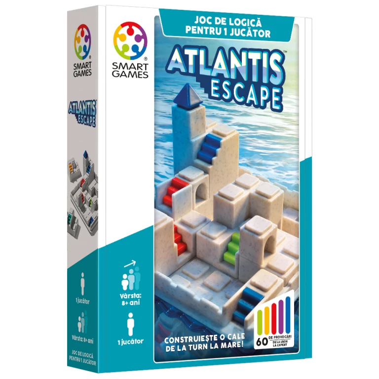 Smart Games Atlantis Escape joc de logica cu 60 de provocari, 8+ ani editie lb. Romana