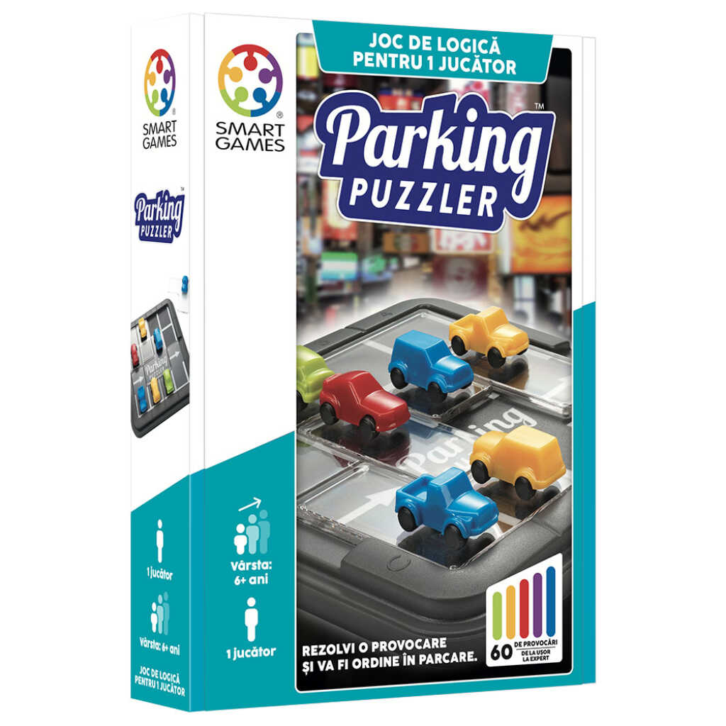 Smart Games - Parking Puzzle joc de logica cu 60 de provocari 6+ anie ditie lb. Romana