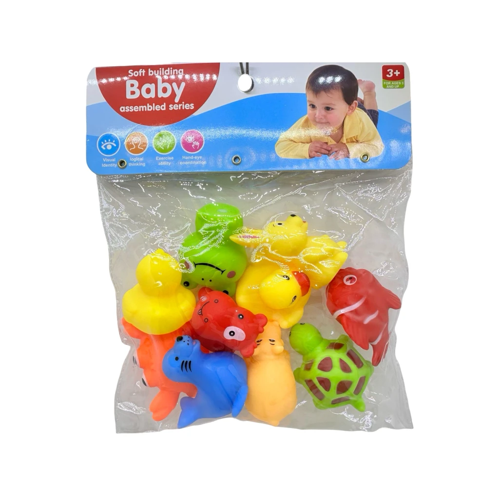 Set animale pentru baie bebelusi jucarii senzoriale moi plutitoare 8 piese
