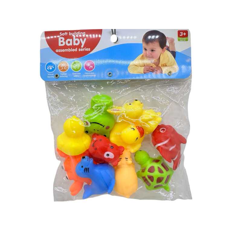 Set animale pentru baie bebelusi jucarii senzoriale moi plutitoare 8 piese