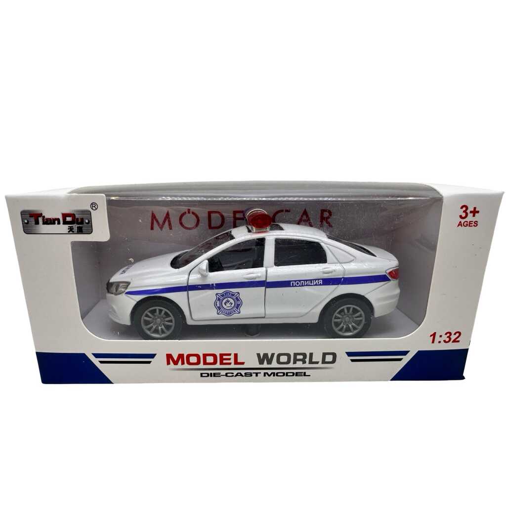 Macheta Auto Politie 1:32 replica metal lumini si sunete usi deschise