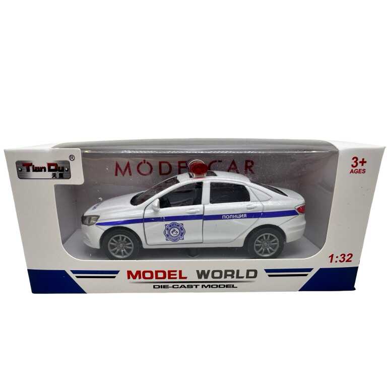 Macheta Auto Politie 1:32 replica metal lumini si sunete usi deschise