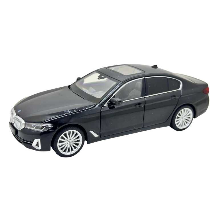 Macheta BMW G30 530Li LCI negru 1:24 metal licentiata BMW lumini sunete usi capota portbagaj functionale