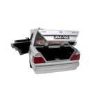 Macheta Mercedes Benz E500 AMG W124 argintiu 1:28 replica metal lumini si sunete usi capota portbagaj si trapa functionale - imagine 13