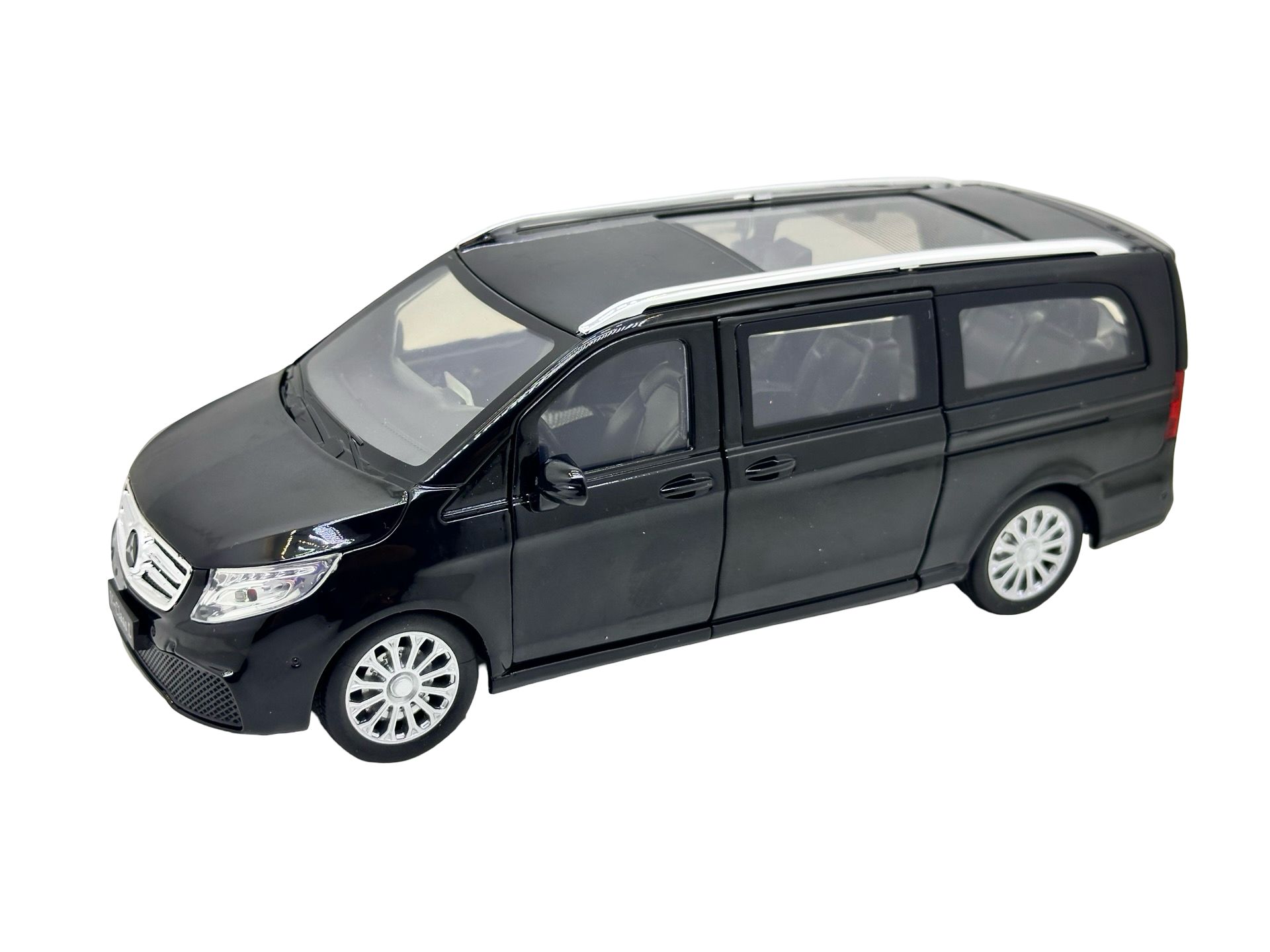 WhatsApp Image 2026-06-06 at 11.49.47 Macheta Mercedes Benz V-Class negru V260L 1:24 metal lumini si sunete usi culisante capota si portbagaj functionale