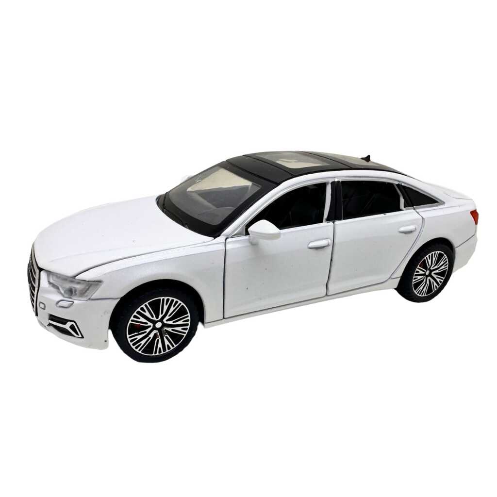 Macheta Audi A6L alb 1:32 replica metal lumini si sunete usi capota si portbagaj functionale