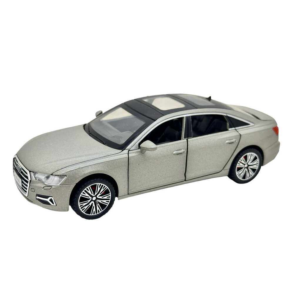 Macheta Audi A6L gri 1:32 replica metal lumini si sunete usi capota si portbagaj functionale
