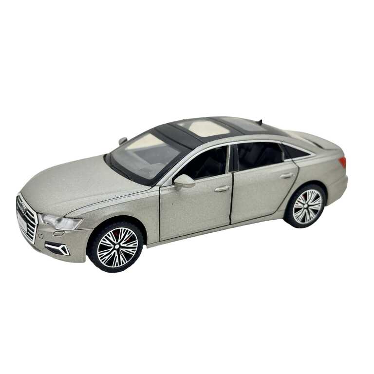 Macheta Audi A6L gri 1:32 replica metal lumini si sunete usi capota si portbagaj functionale