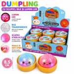 Dumpling Squishy cu Sclipici Bile Transparente si Lumini LED 8.5 cm Antistres