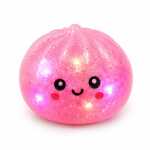 Dumpling Squishy cu Sclipici Bile Transparente si Lumini LED 8.5 cm Antistres