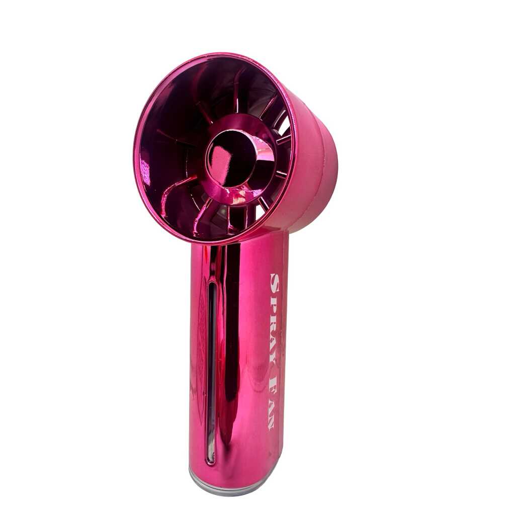 Ventilator portabil cu pulverizare apa Spray Fan reincarcabil USB 3 viteze roz metalizat