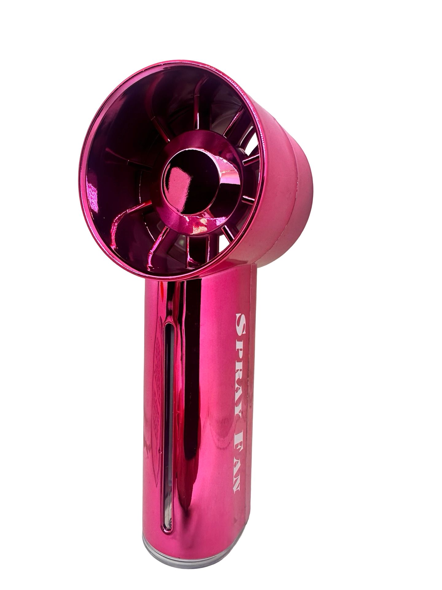 WhatsApp Image 2026-06-18 at 09.40.40 Ventilator portabil cu pulverizare apa Spray Fan reincarcabil USB 3 viteze roz metalizat