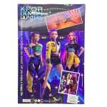 Papusa KPOP Demon Hunters cu accesorii muzicale si par mov 28 cm