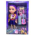 Papusa KPOP Demon Hunters cu accesorii muzicale si par mov 28 cm