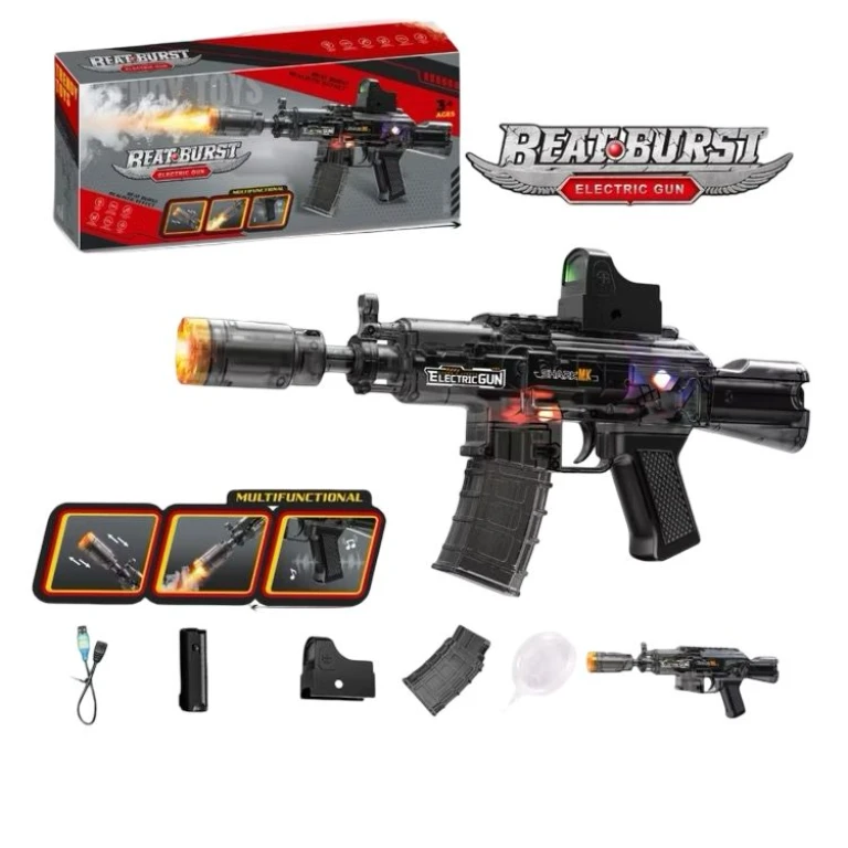 Pusca electrica Beat Burst cu efect fum lumini si sunete reincarcabila USB