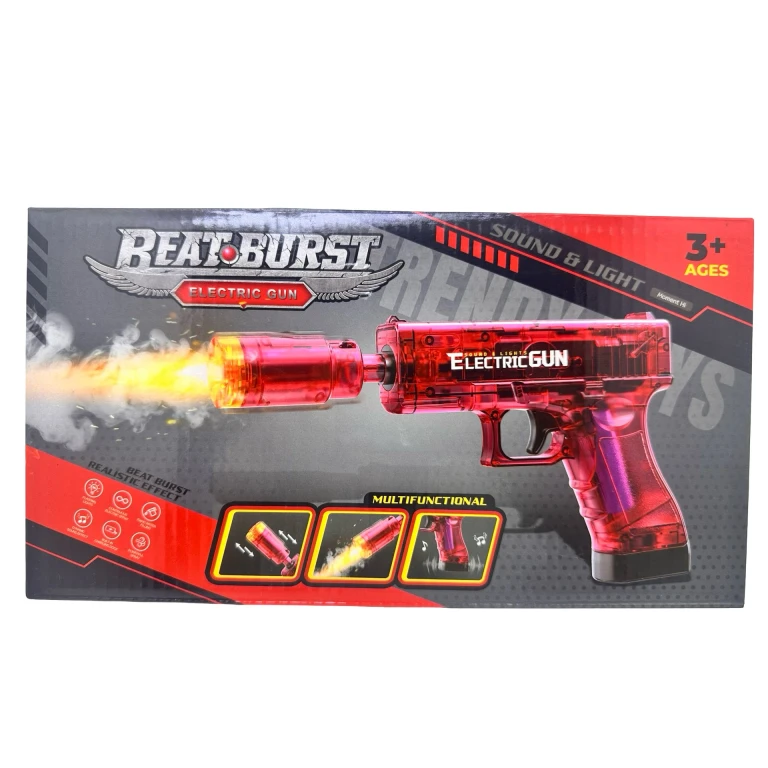 Pistol electric Beat Burst cu efect fum lumini si sunete reincarcabil USB