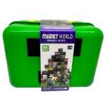 Set 80 cuburi magnetice Magnet World in geanta Creeper 2 cm figurina inclusa