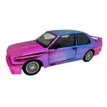 Macheta BMW M3 E30 roz cameleon nichelat 1:24 metal lumini si sunete usi capota si portbagaj functionale