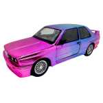 Macheta BMW M3 E30 roz cameleon nichelat 1:24 metal lumini si sunete usi capota si portbagaj functionale