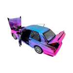 Macheta BMW M3 E30 roz cameleon nichelat 1:24 metal lumini si sunete usi capota si portbagaj functionale - imagine 12