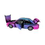 Macheta BMW M3 E30 roz cameleon nichelat 1:24 metal lumini si sunete usi capota si portbagaj functionale - imagine 16