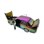 Macheta BMW M3 E30 maro nichelat cameleon 1:24 metal lumini si sunete usi capota si portbagaj functionale - imagine 9