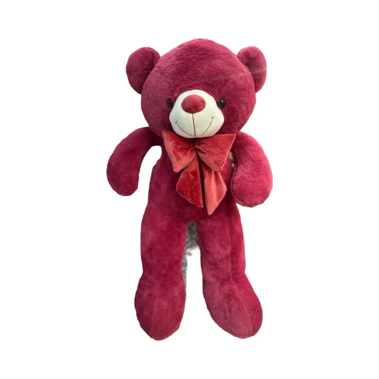 Urs de plus grena 80 cm cu funda eleganta