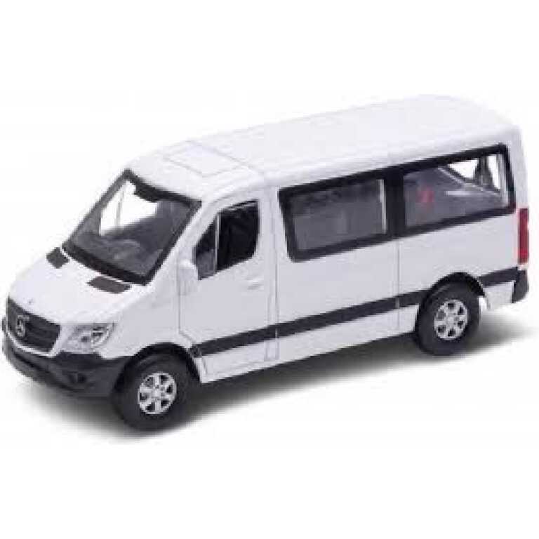 Macheta Mercedes Sprinter alb 1:34 replica metal Welly usi deschise cu resort