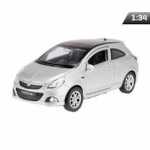 Macheta Opel Corsa OPC argintiu Welly 1:34 replica metal usi deschise cu resort